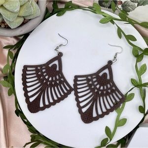 Oversized wooden earrings